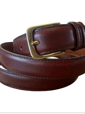 Vintage Coach Burgundy Slim Leather Belt with Brass Buckle size 42